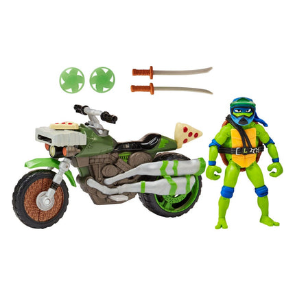Leonardo with Drive n Kick Cycle Teenage Mutant Ninja Turtles: Mutant Mayhem Vehicles with Figures