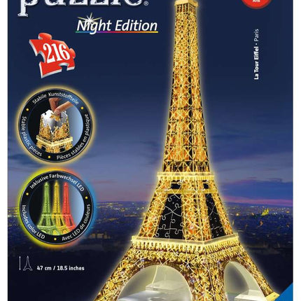 La Tour Eiffel Puzzle 3D Night Edition avec Ravensburger Lights