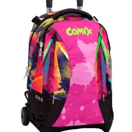 Odpinany szkolny plecak na kółkach Comix w kolorze fuksji